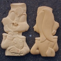 Cartoon Character bas relief, urethane foam.
