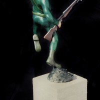 GREAT MOMENTS IN WAR: FIRST CATCH! 1988 resin, paint, wire and concrete. 16" x 12" x 5"